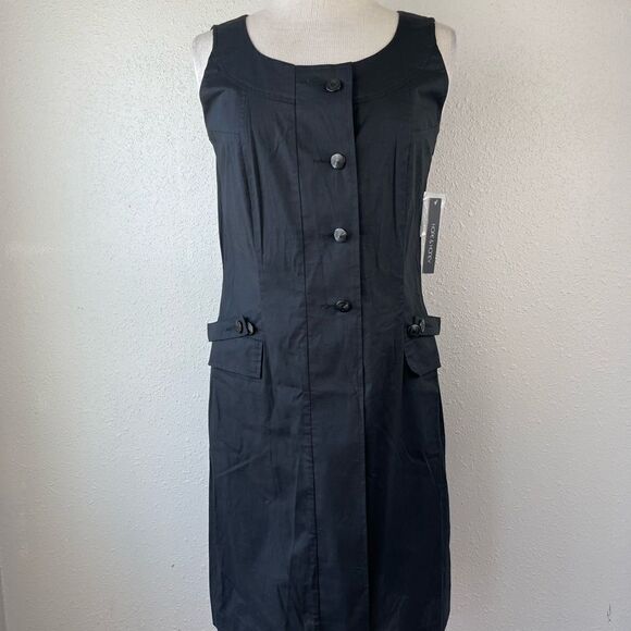 NWT Hope & Honey Black Sleeveless Midi Dress Size 8 - Picture 1 of 8